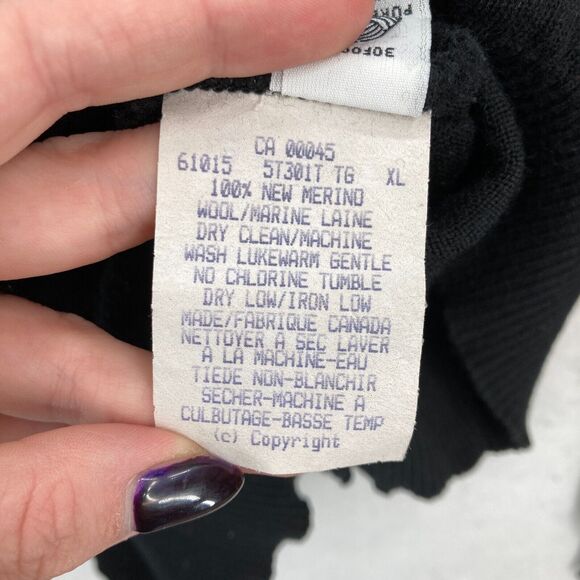 Vintage Tundra Canada Merino Wool Sweater Mens XL Black‎ V Neck Long Sleeve Knit - Picture 8 of 14